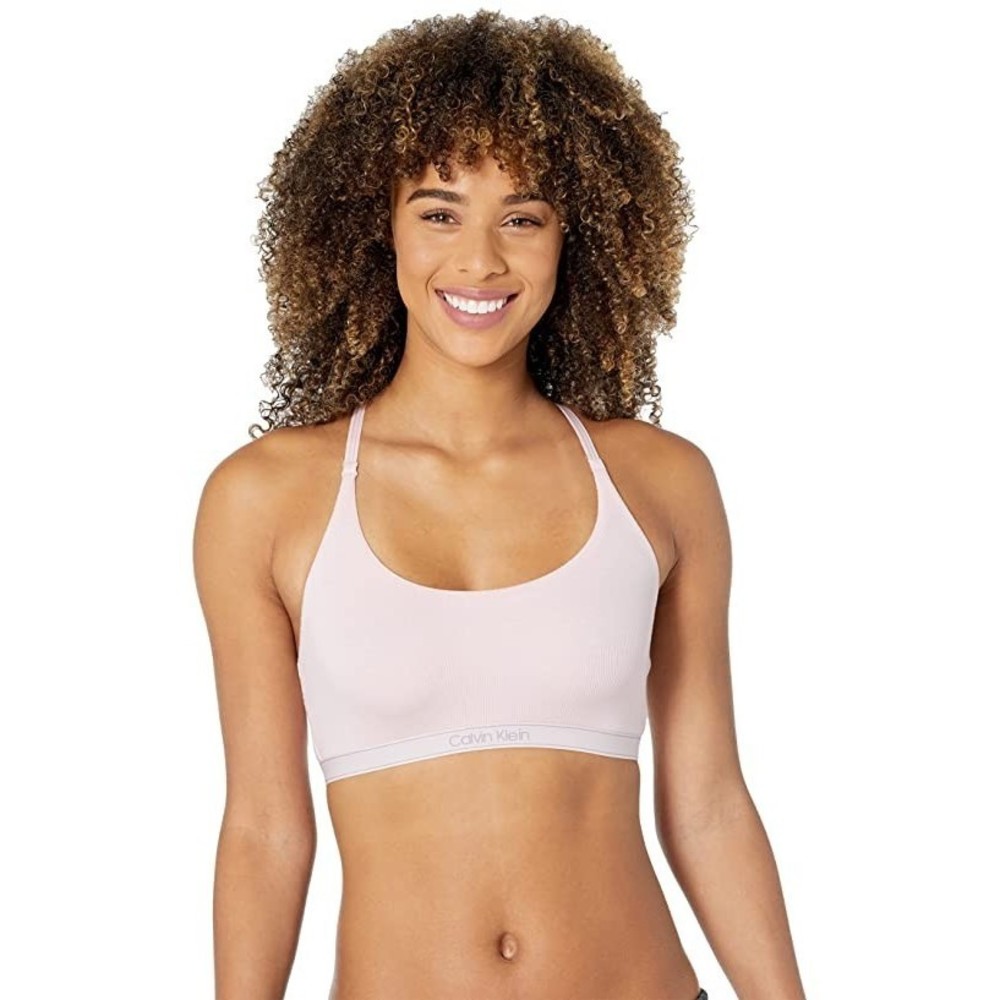 Calvin Klein Bralette Barely Pink Ribbed Rayon Blend, L